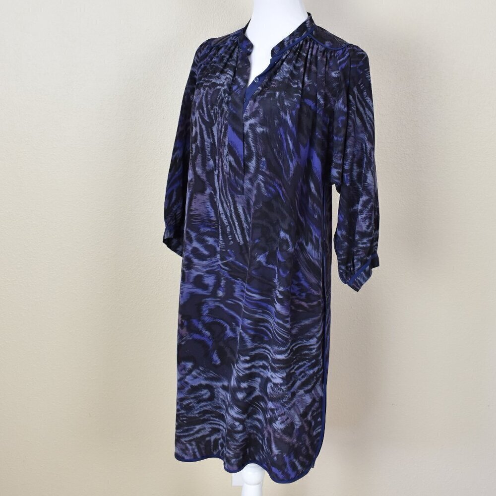 Rebecca Taylor Silk Leopard Animal Print Shirt Dress - 4 - Picture 3 of 10